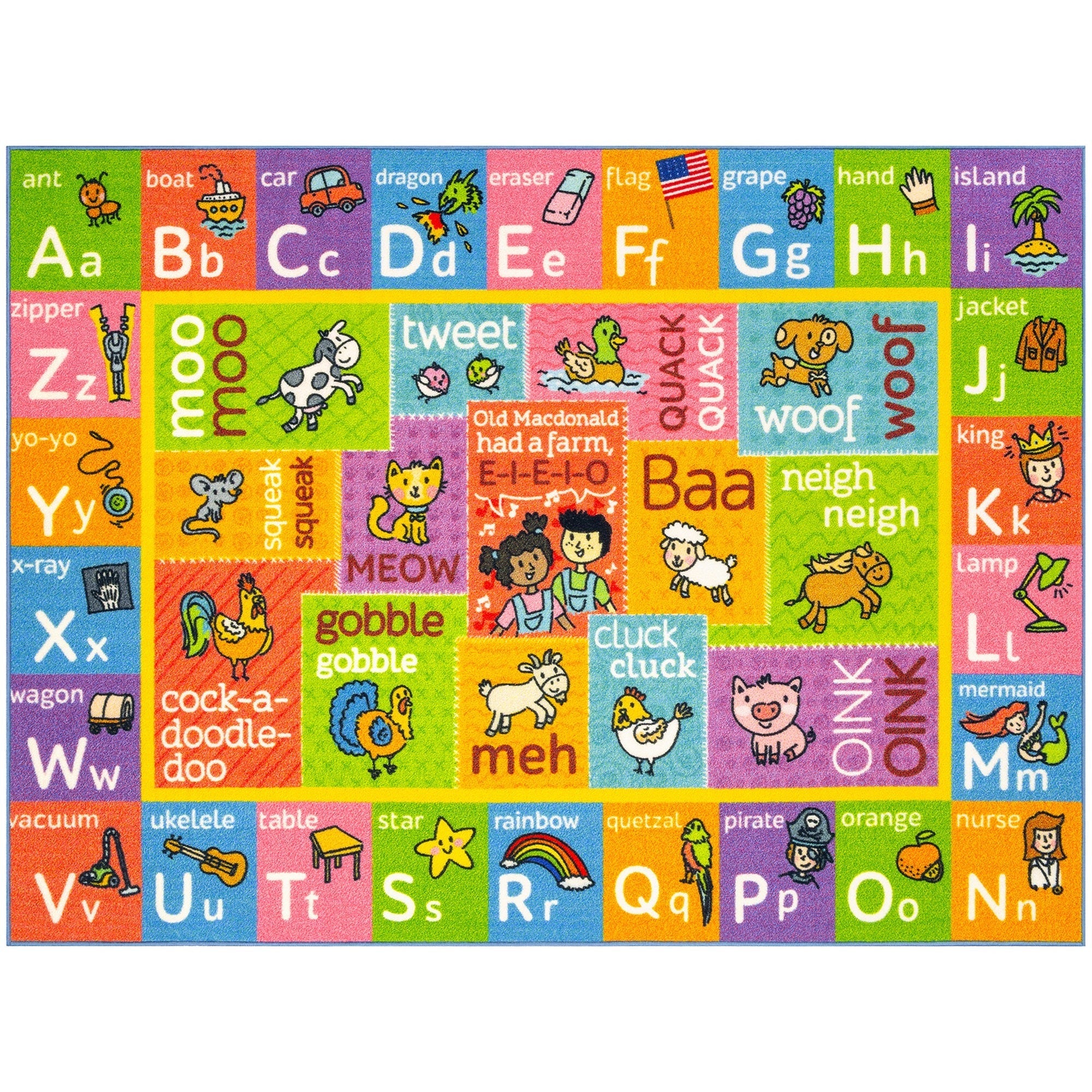 KC Cubs ABC Alphabet Animal Sounds Educational Rug 3x5 Foot Playmat
