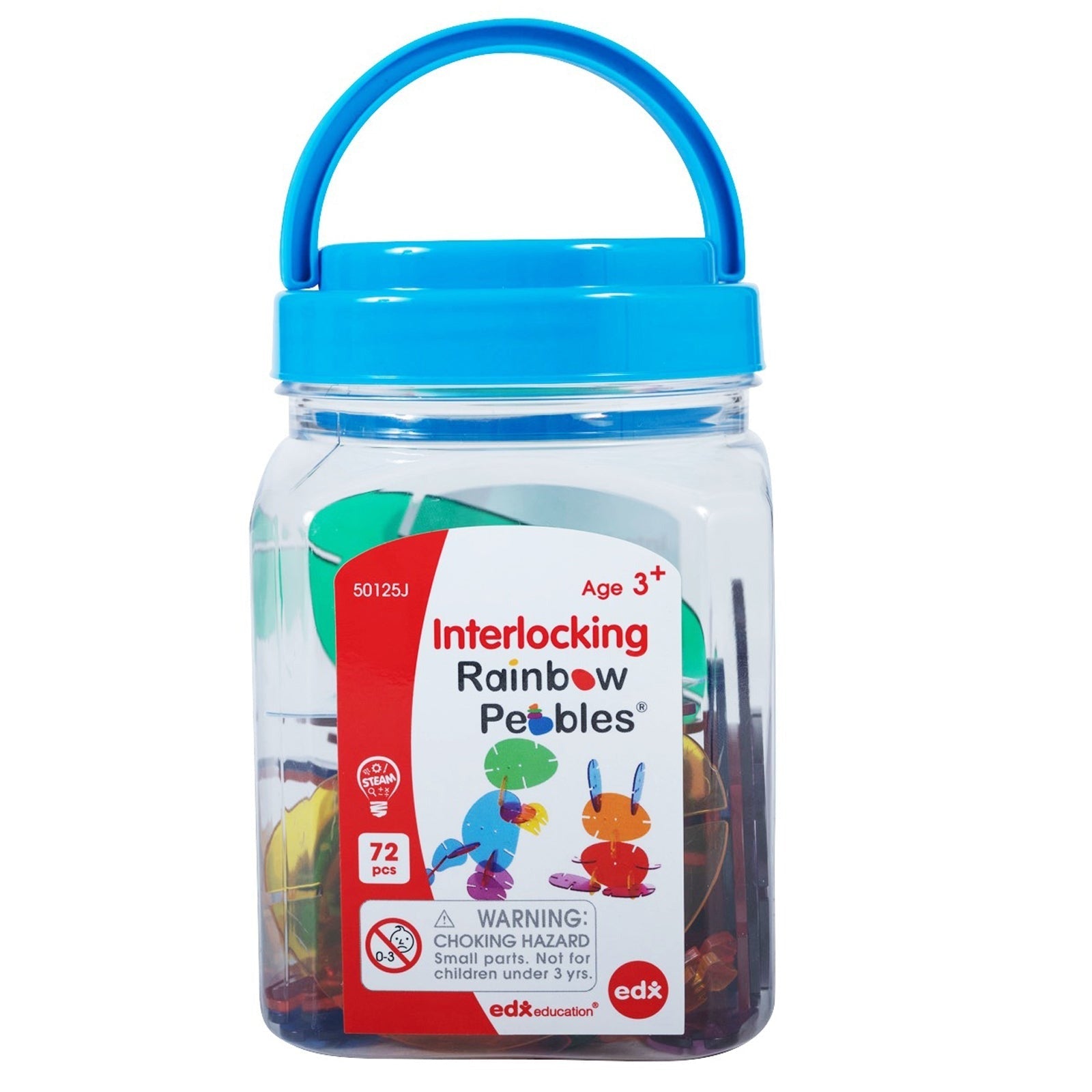 edxeducation Interlocking Rainbow Pebbles Mini Jar - Creative Building Toy