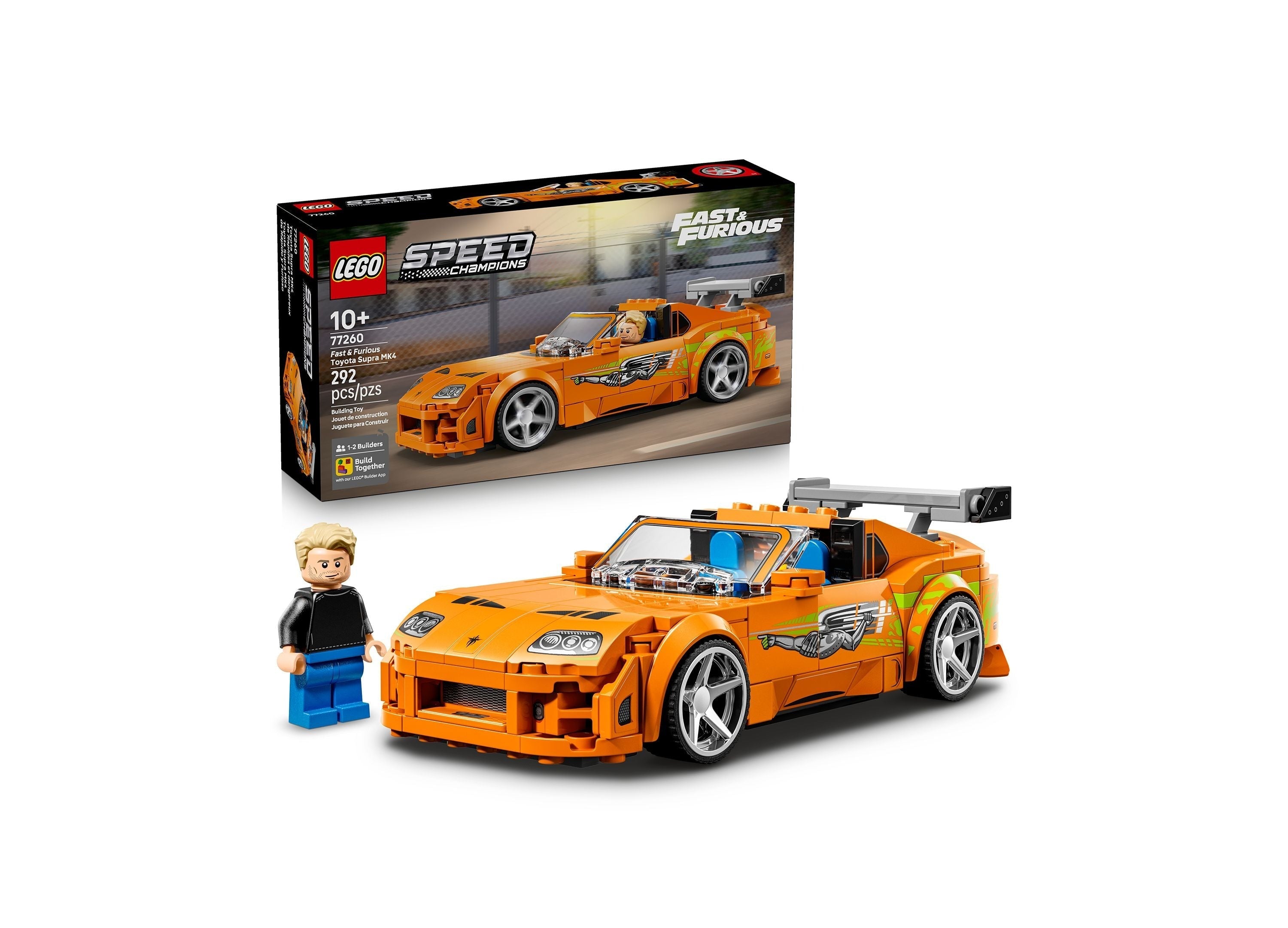 LEGO Speed Champions The Fast And The Furious Toyota Supra MK4 292-Piece Building Set With Brian O'Conner Minifigure