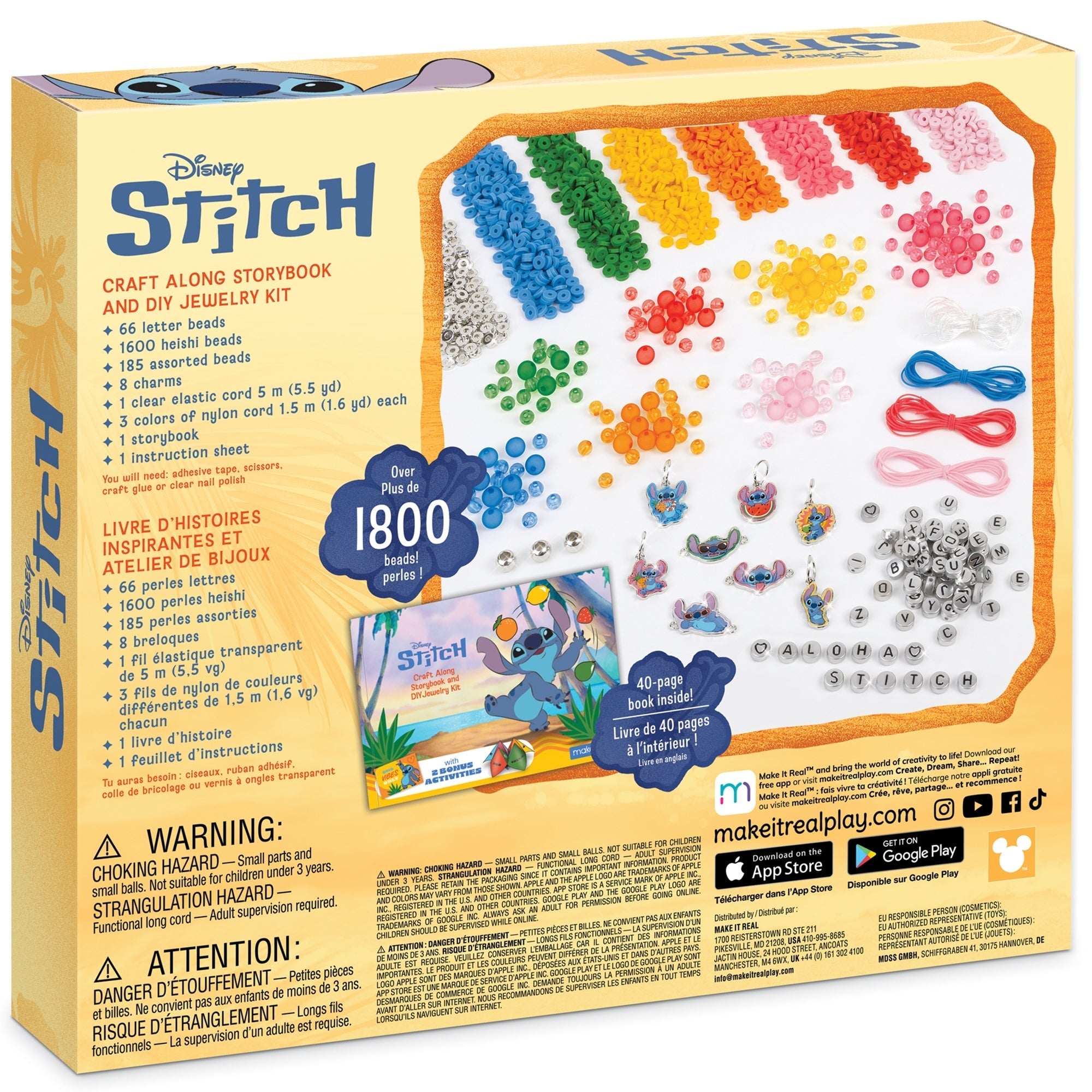 Make It Real Disney Stitch Craft Along Storybook & DIY Jewelry Kit - 1865-Piece Set