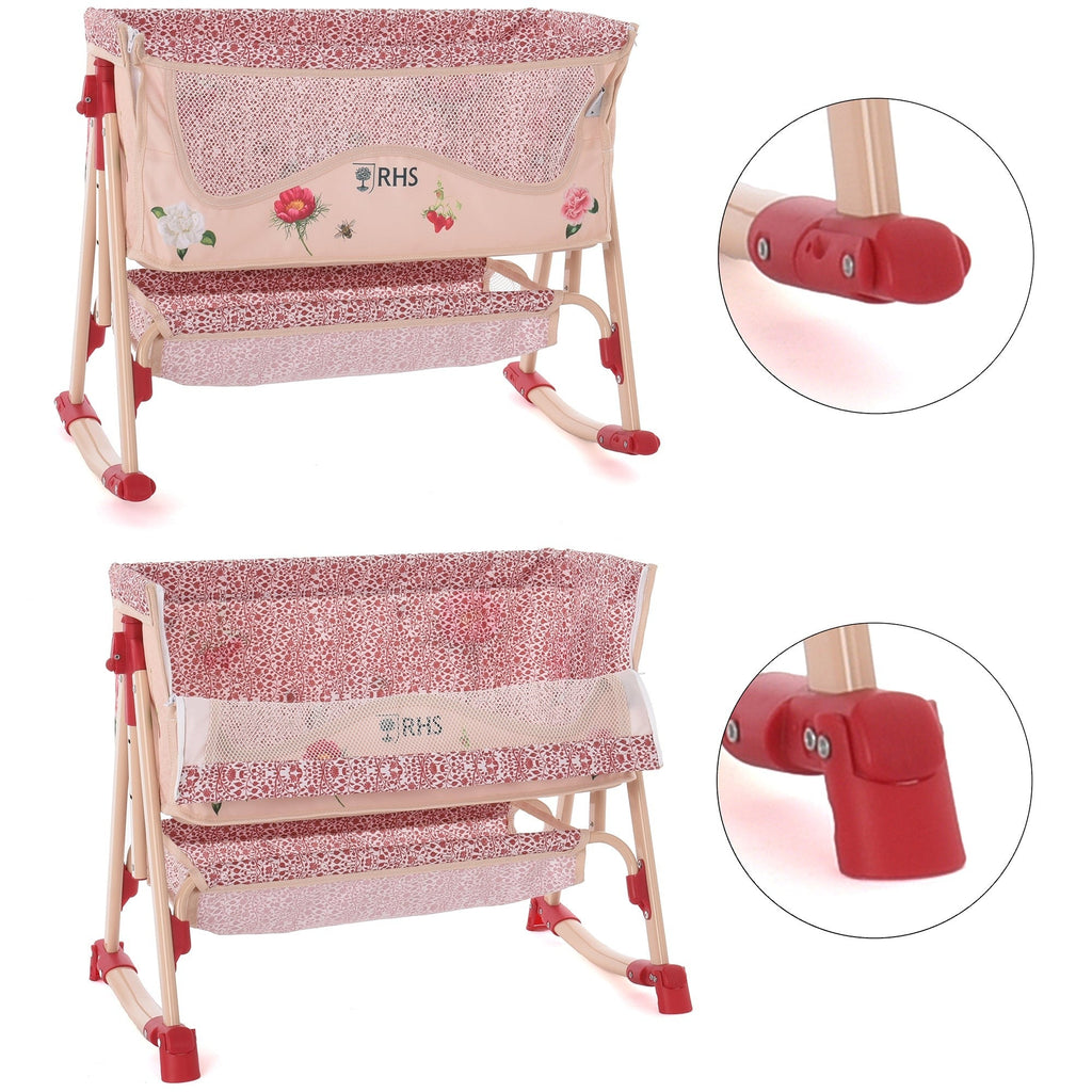 Roma RHS Flora Bedside Crib With Rocking Mode And Adjustable Height