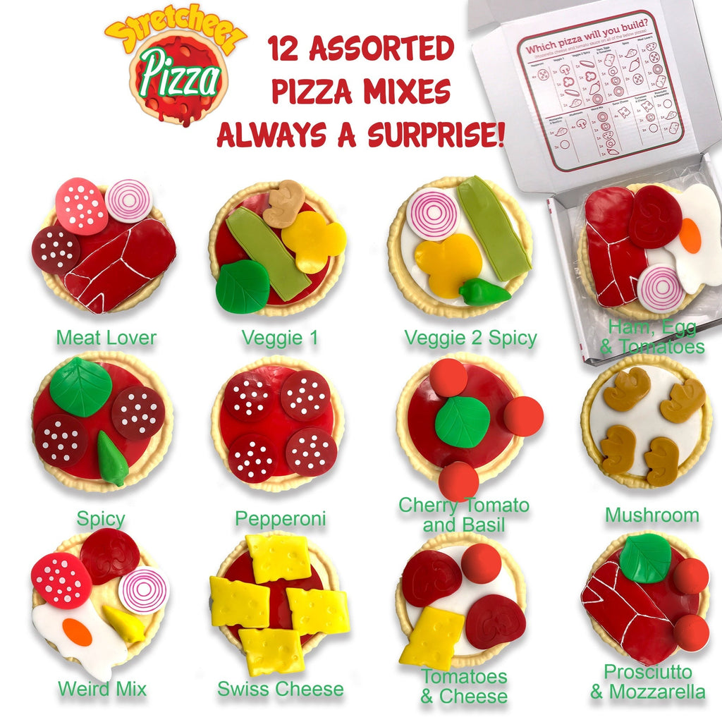 Stretcheez Pizza Playset - Surprise Toppings and Styles - Stretchy Toy Food for Creative Roleplay, Ages 3+