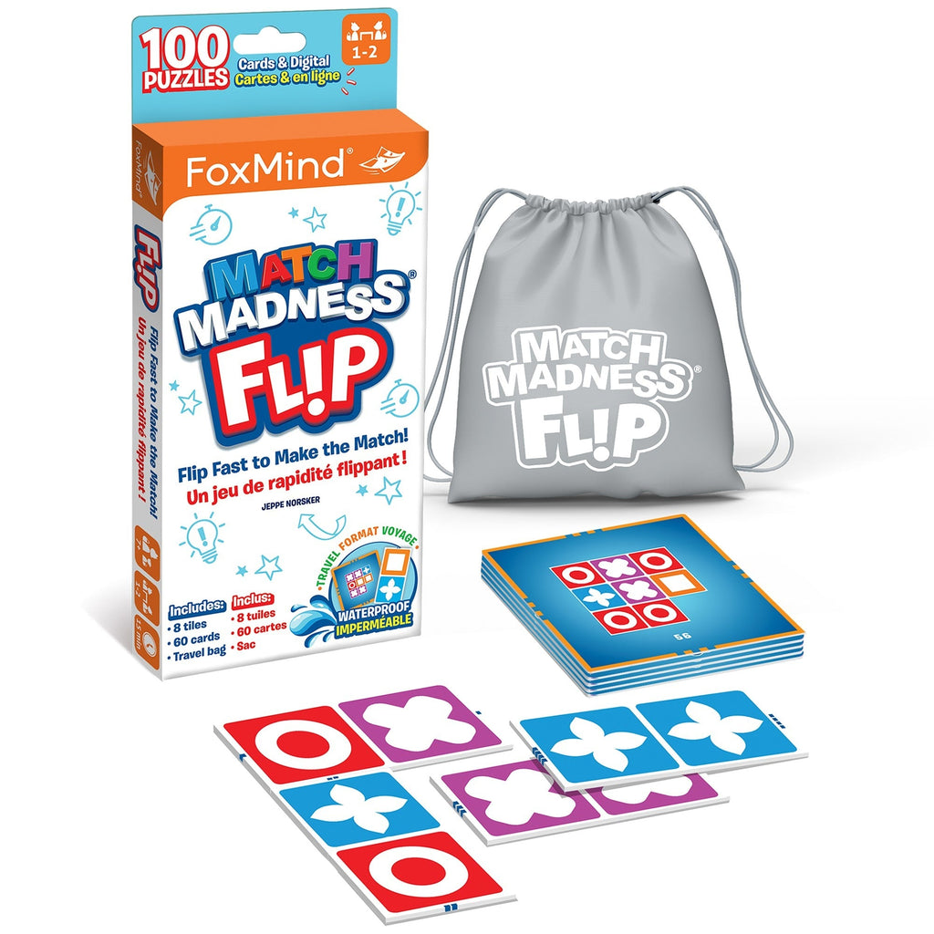 Foxmind Games Match Madness Flip - Travel Sized, Waterproof Pattern Puzzle