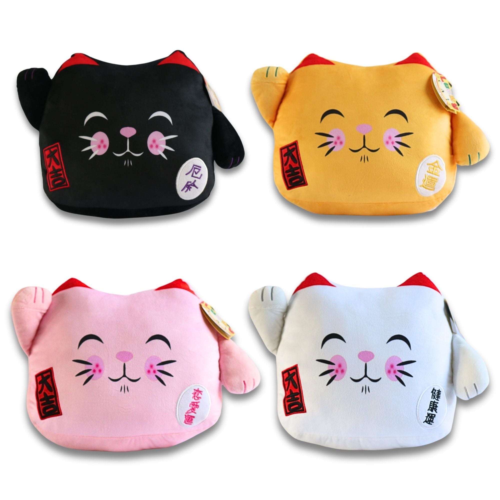 Maneki Neko Velboa Black Cushion - Soft, Adorable & Relaxing