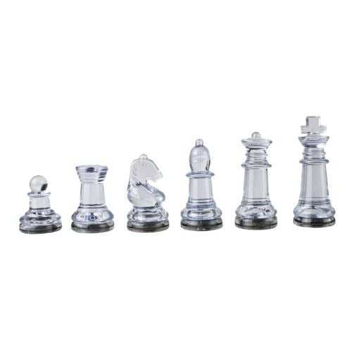 Elegant Plastic Chess Set with Sophisticated Glass Chessboard