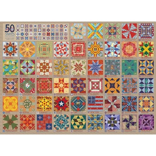 Cobble Hill 50 States Quilt Blocks Jigsaw Puzzle - 1000 pc