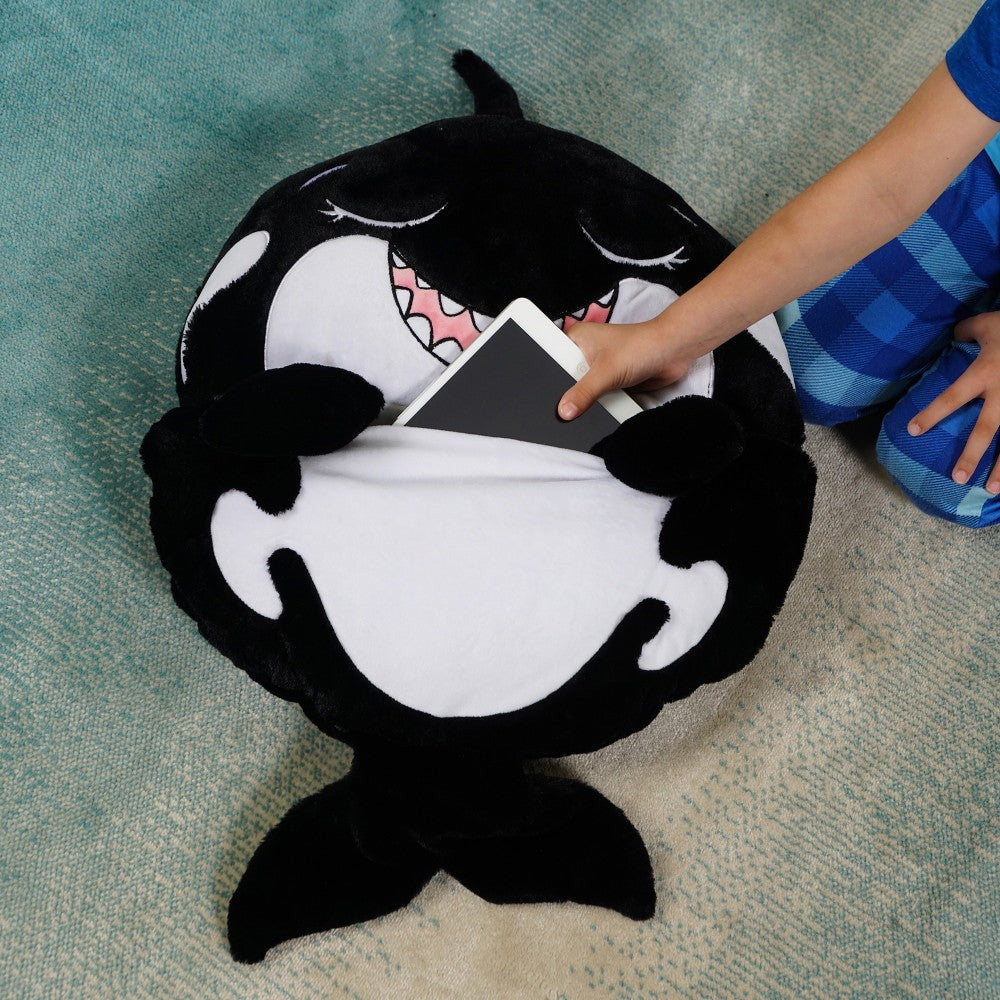 Happy Nappers 54 inch Ozzy The Black Shark 2-in-1 Plush Pillow and Sleepy Sack