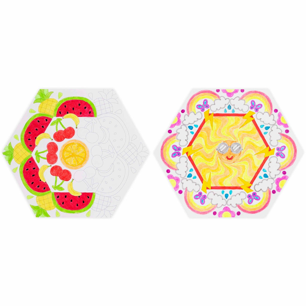 Mandala Mixed Media Coloring Pad - 24 Hexagon Sheets, 160gsm Acid-Free Paper