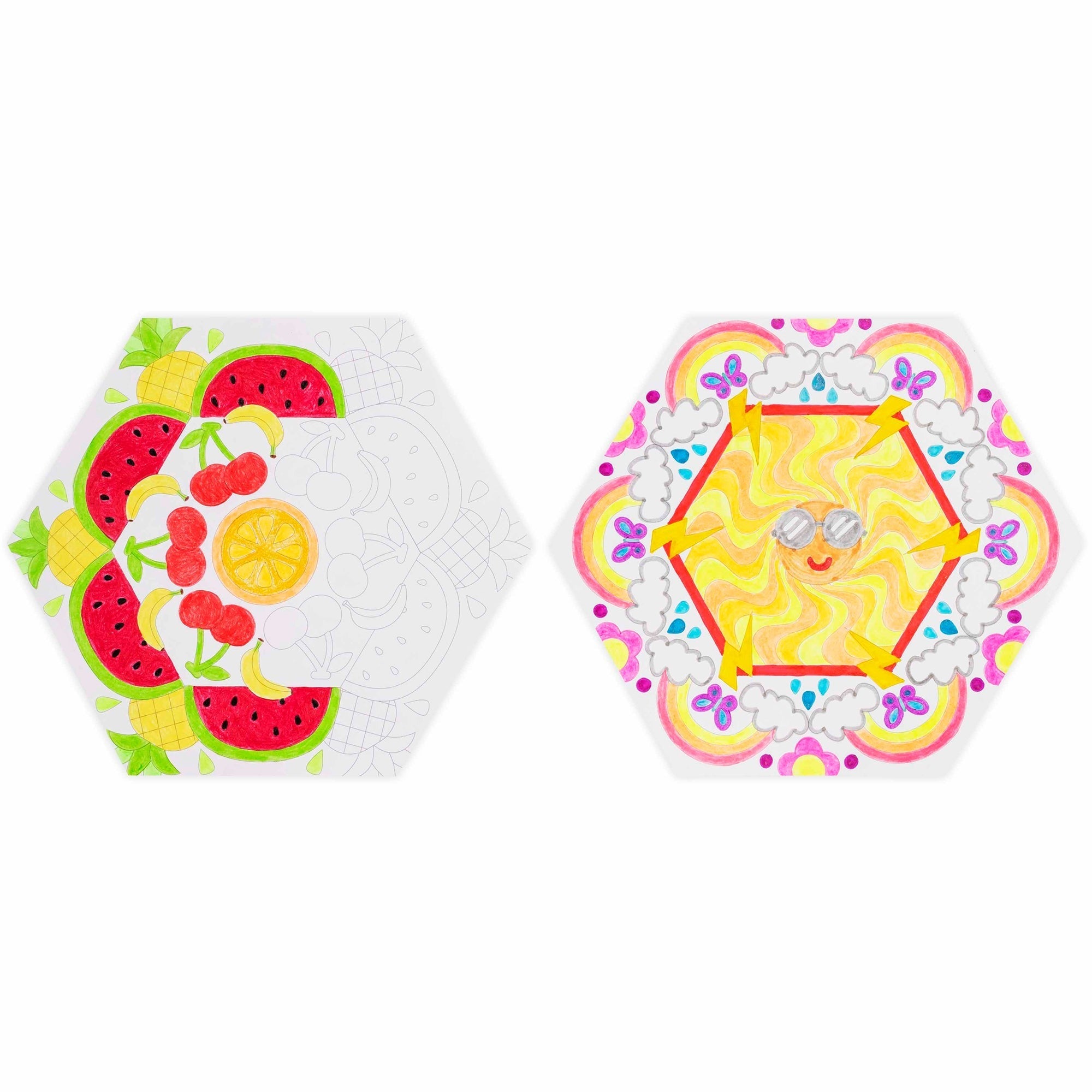 Mandala Mixed Media Coloring Pad - 24 Hexagon Sheets, 160gsm Acid-Free Paper