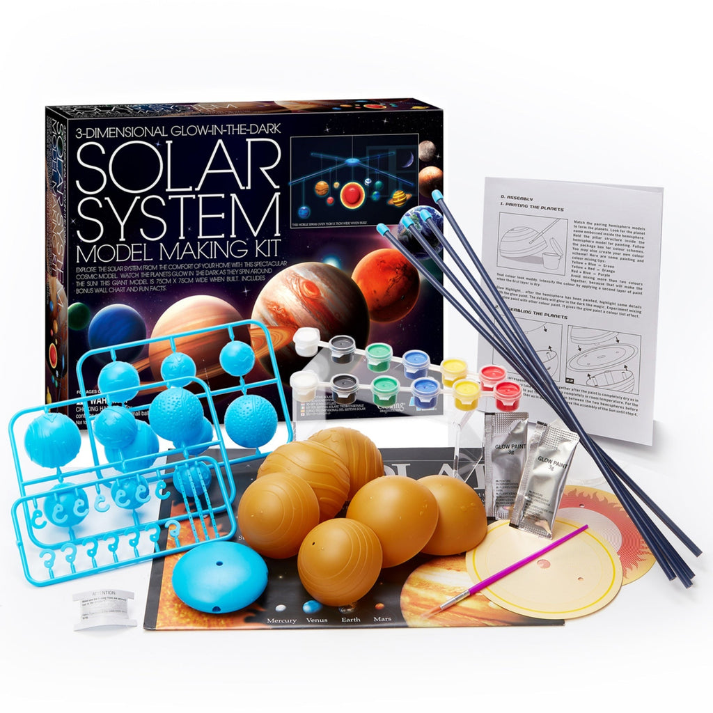 4M Solar System Model Making Kit - DIY Glow-in-the-Dark 3D Planet Mobile, STEM
