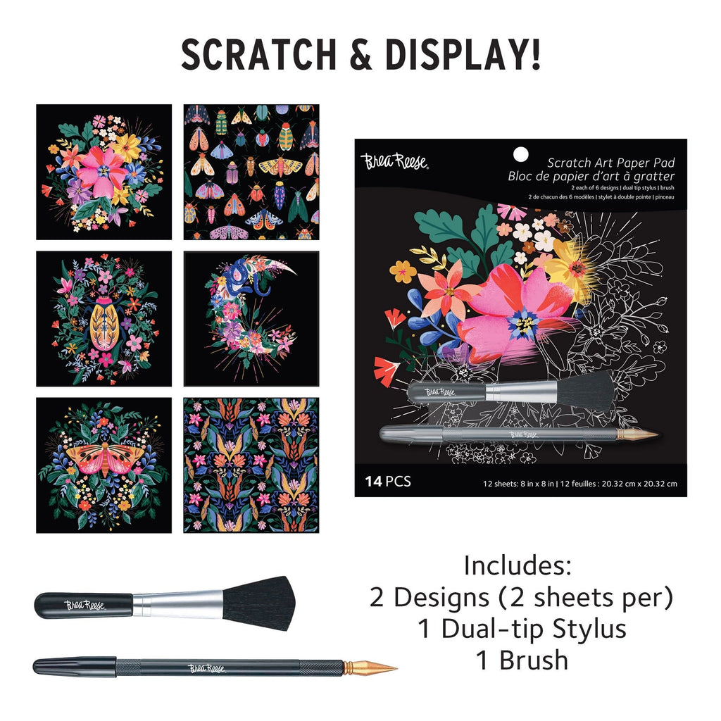 Brea Reese Scratch Art Paper Pad - Mystical - 12 Designs