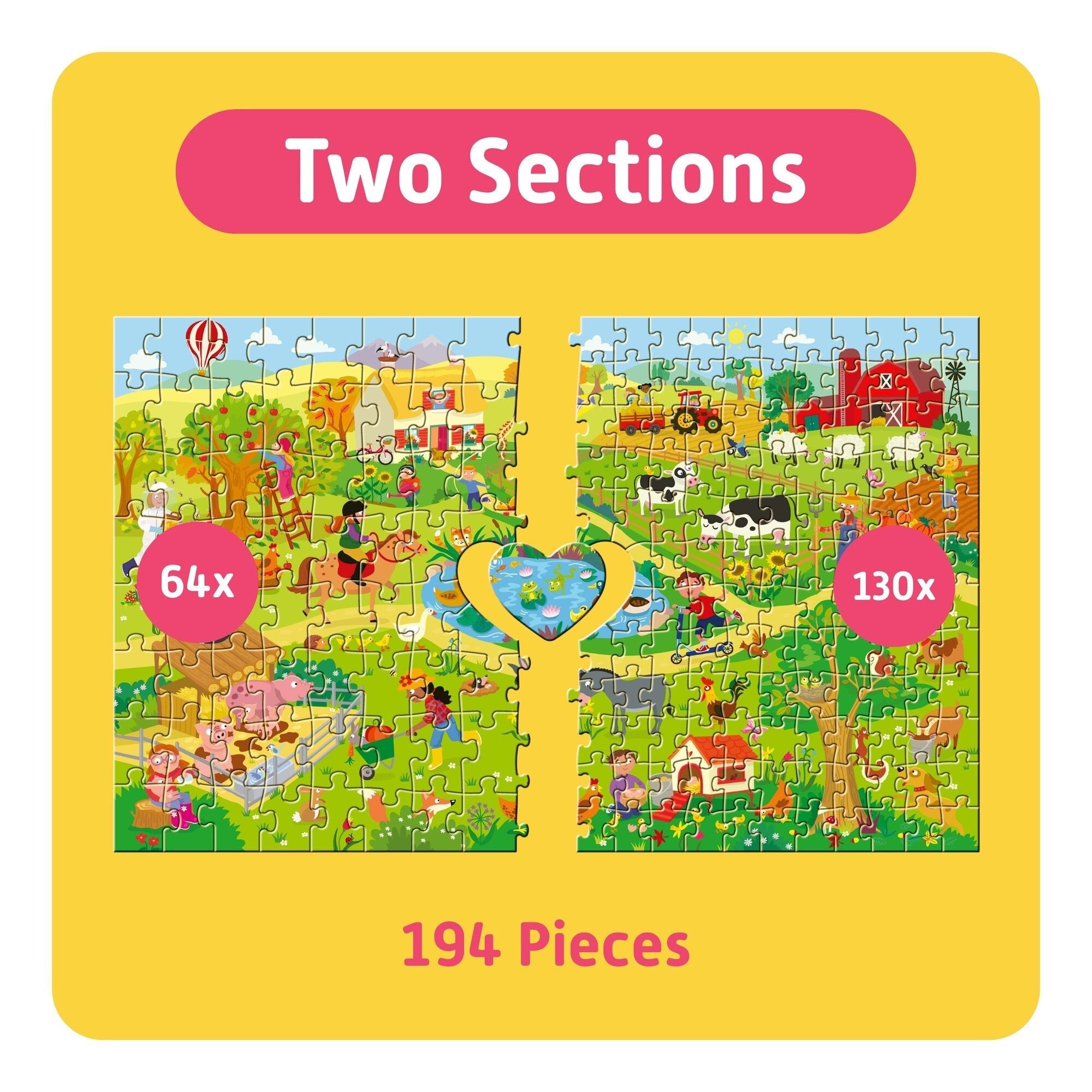 TEAMPUZZLE On the Farm 194-Piece Puzzle, 2 Difficulty Levels, 19x13"