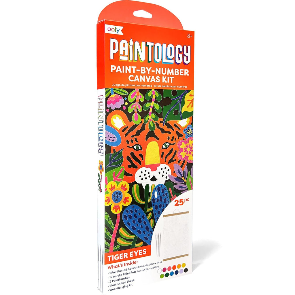 OOLY Paintology Canvas Paint-by-Number Kit - Tiger Eyes - DIY Art, Ages 8+