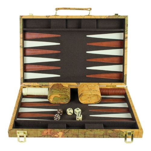 Deluxe Antique Map Backgammon Attache Set by Go! Games