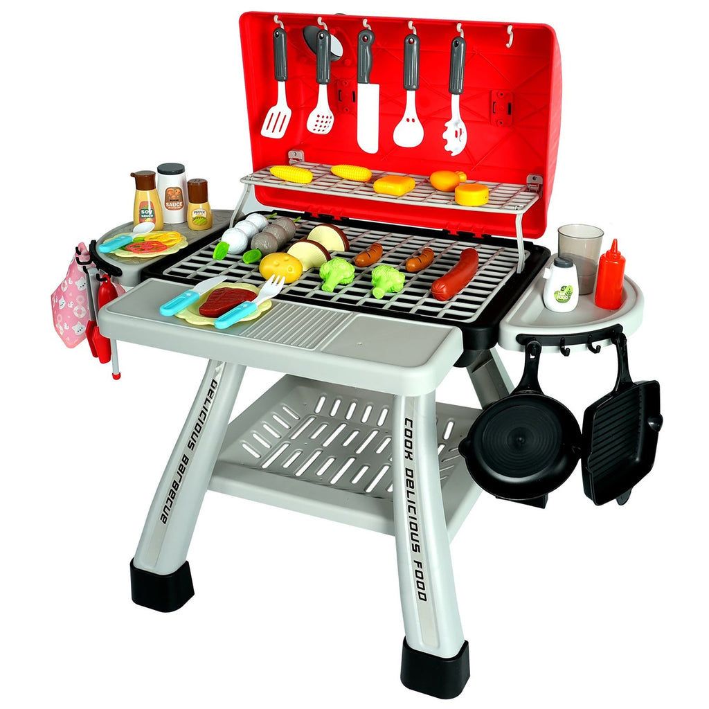 Easy Playhouse BBQ Grill Toy Playset - Realistic Effects