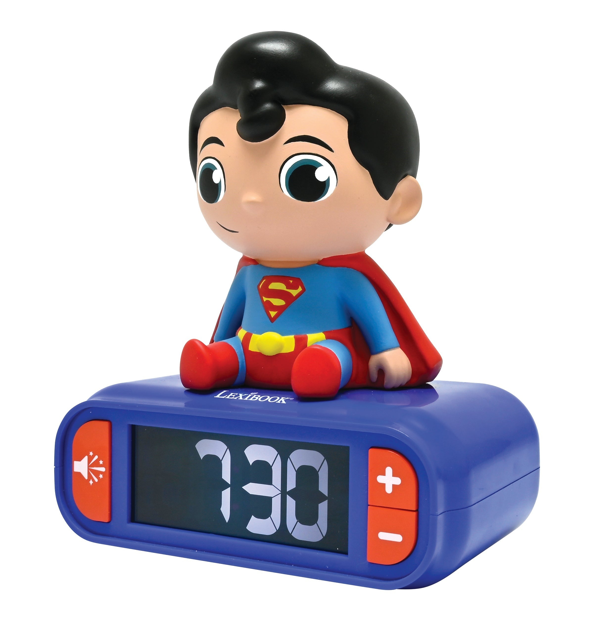 Superman-Themed Night Light and Sound Alarm Clock - Blue
