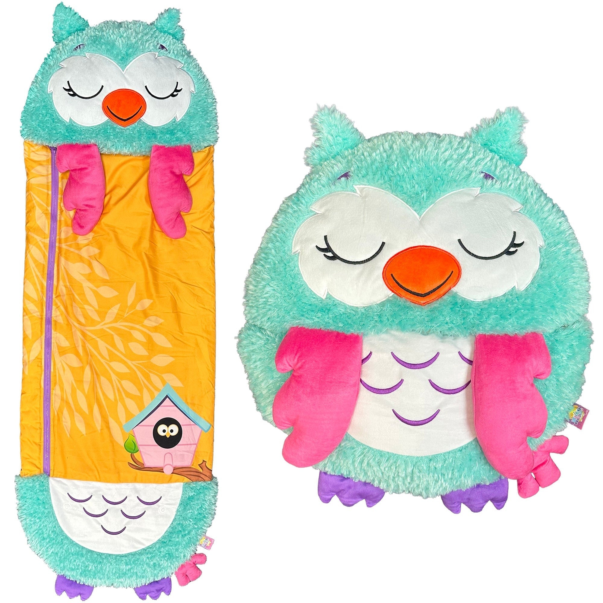 Happy Nappers Green Owl 2-in-1 Pillow & Sleepy Sack Plush, Large 66x30
