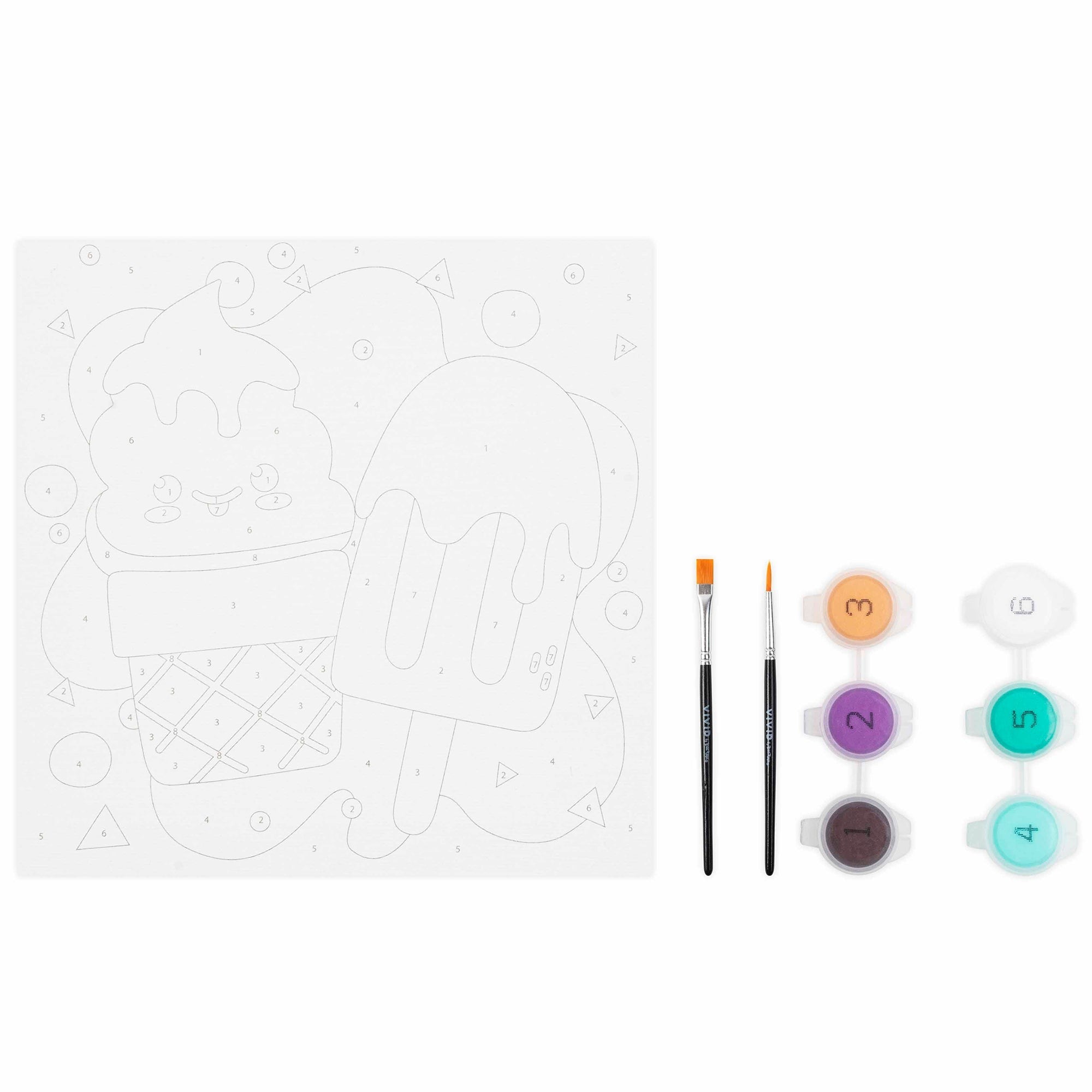 Mini Paint By Number Ice Cream Kit 6-Inch Canvas