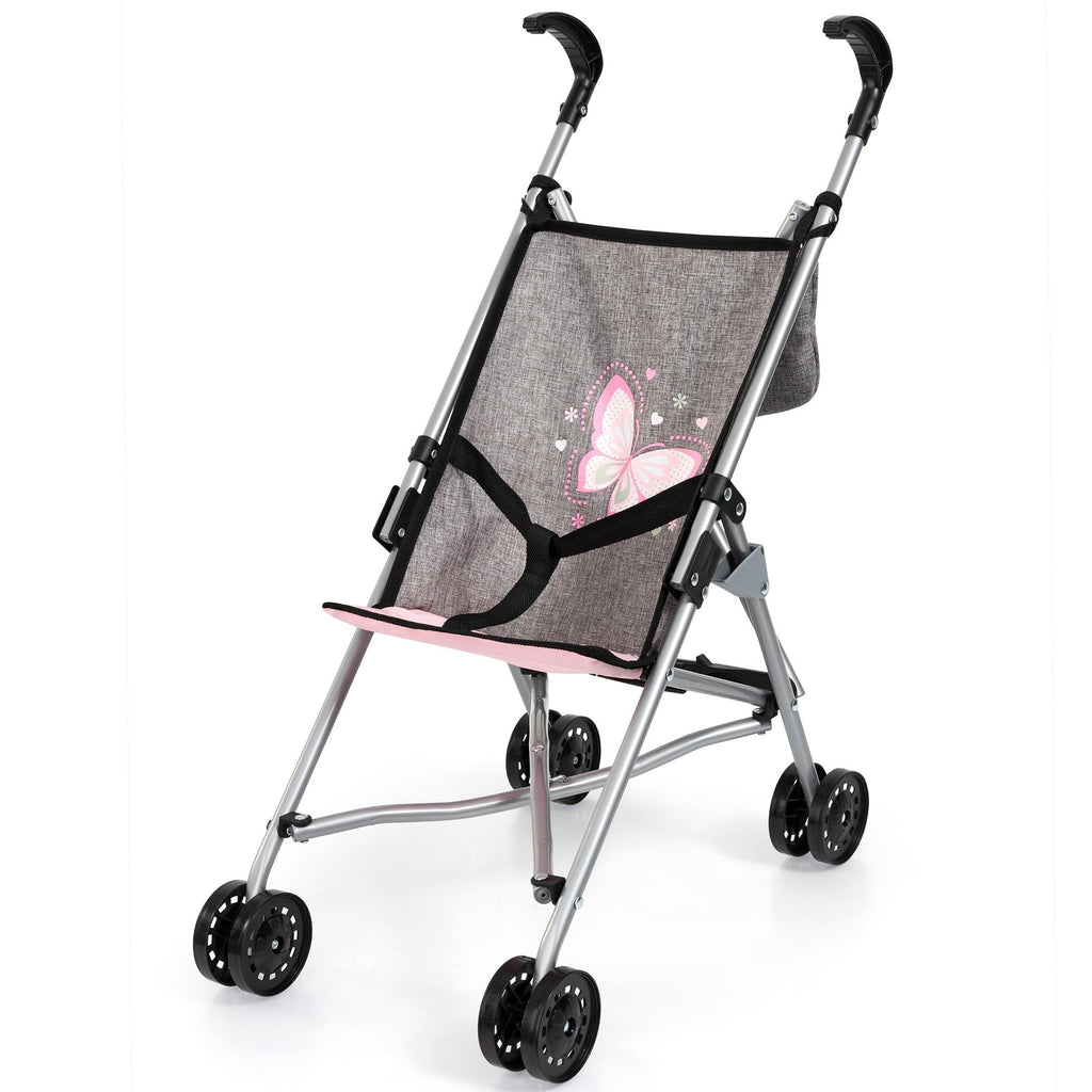 Bayer Design Doll Buggy Stroller With Butterfly Pattern And Storage Basket