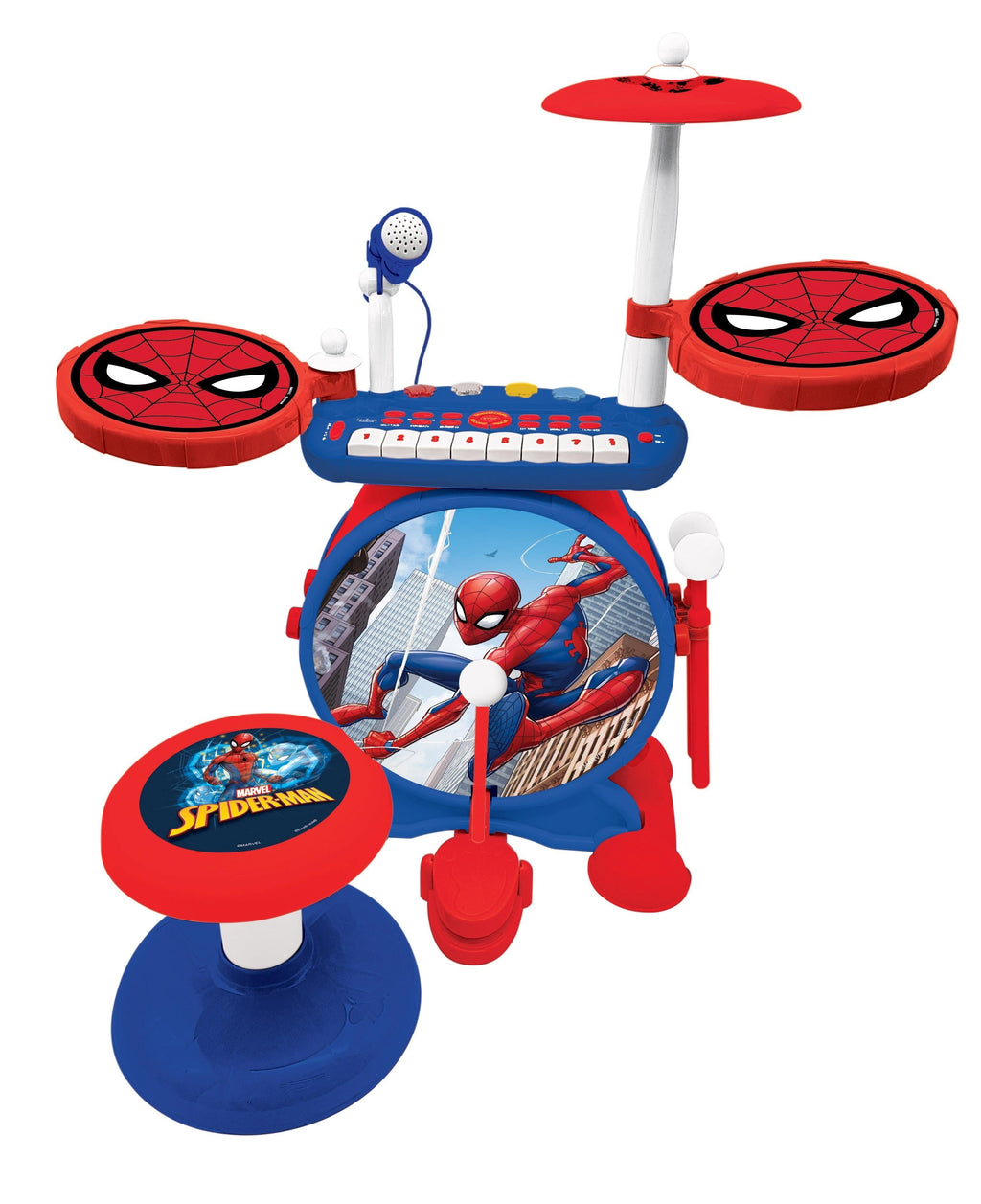 My Rock Band Spider-Man Blue/Red Electronic Drums Set with Seat