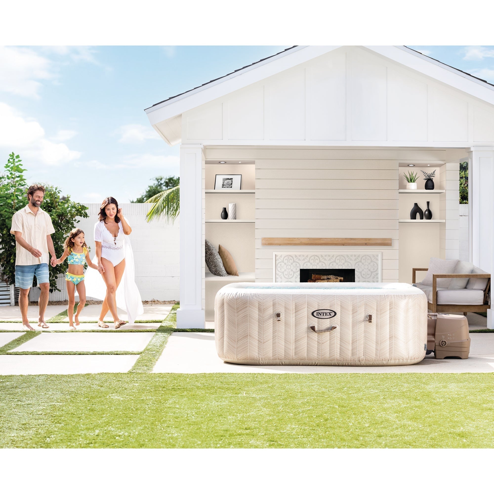 Intex PureSpa Chevron Deluxe 6-Person Inflatable Hot Tub With 170 Bubble Jets