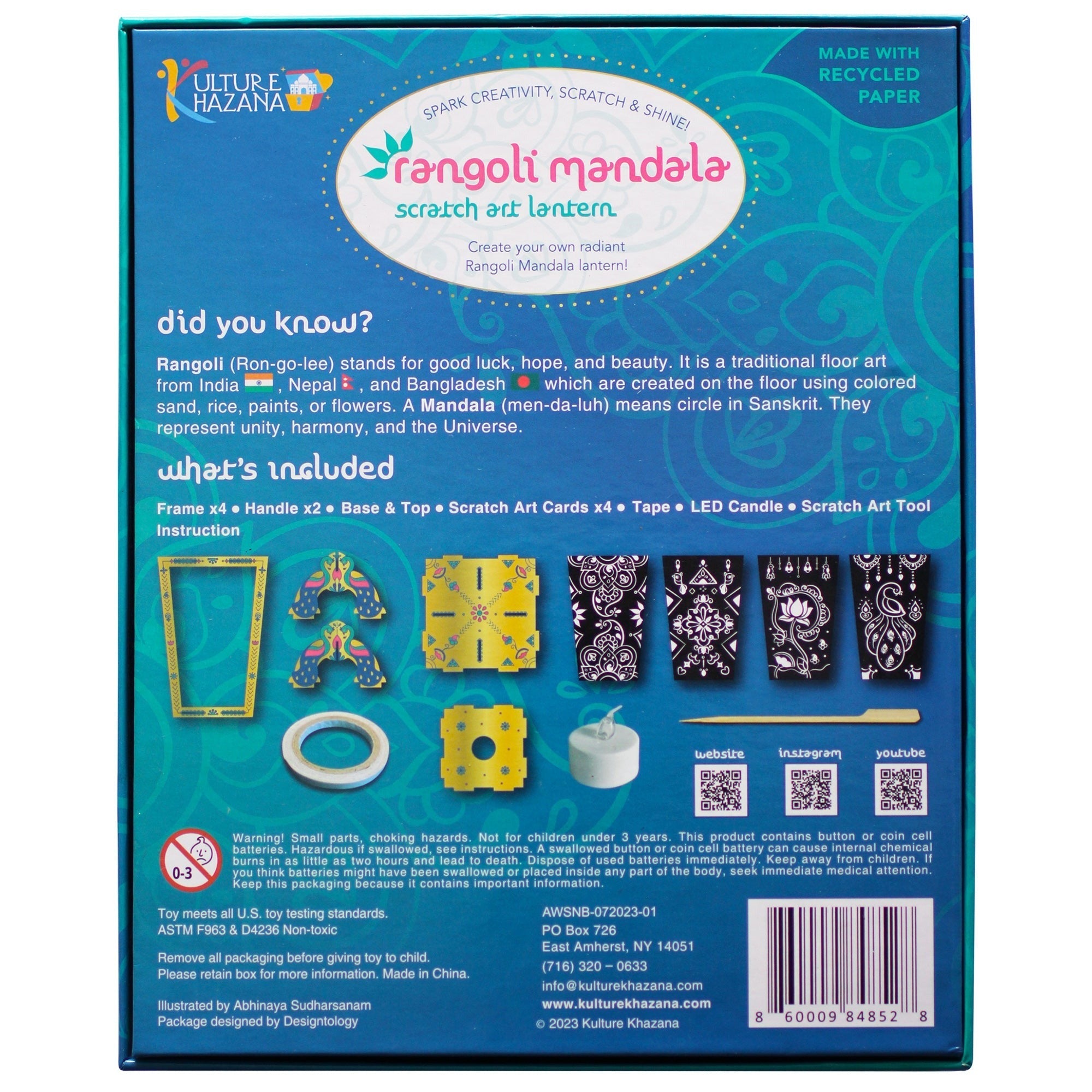 Kulture Khazana Rangoli Mandala Scratch Art Lantern Kit