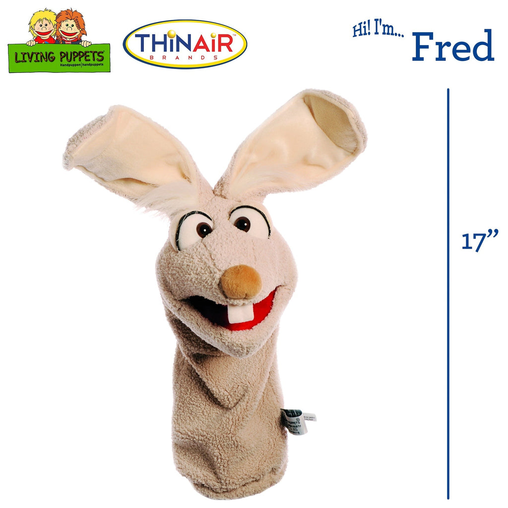 Living Puppets Handmade Cream Plush - Fred The Rabbit, 17" Hand Puppet