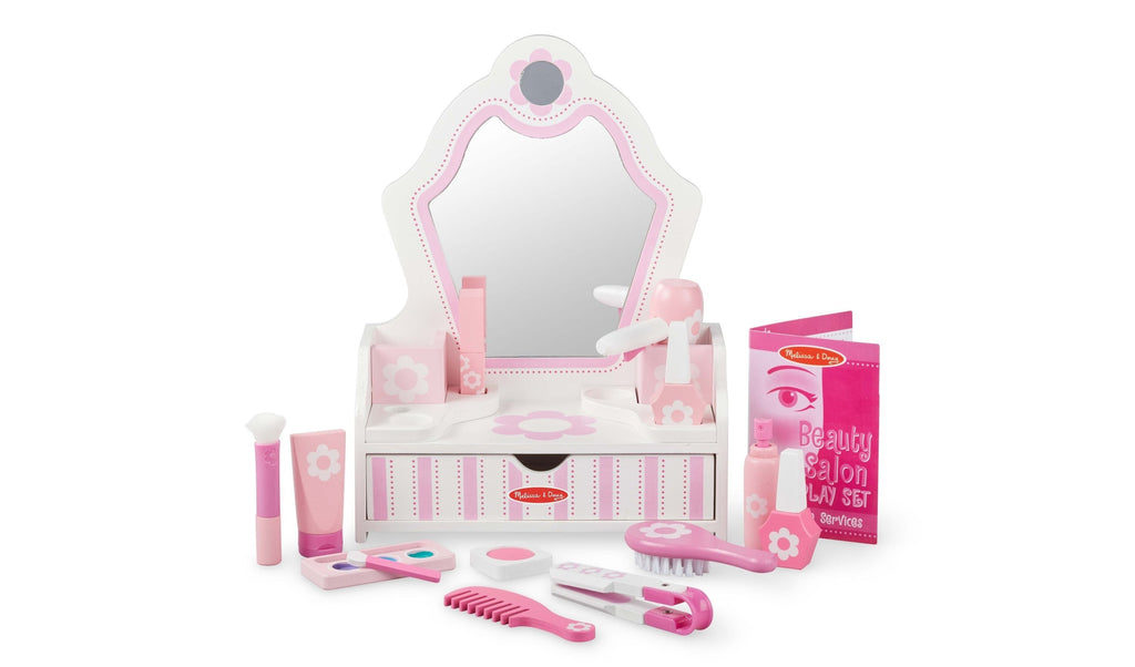 Melissa & Doug Beauty Salon Play Set With Wooden Vanity And Mirror