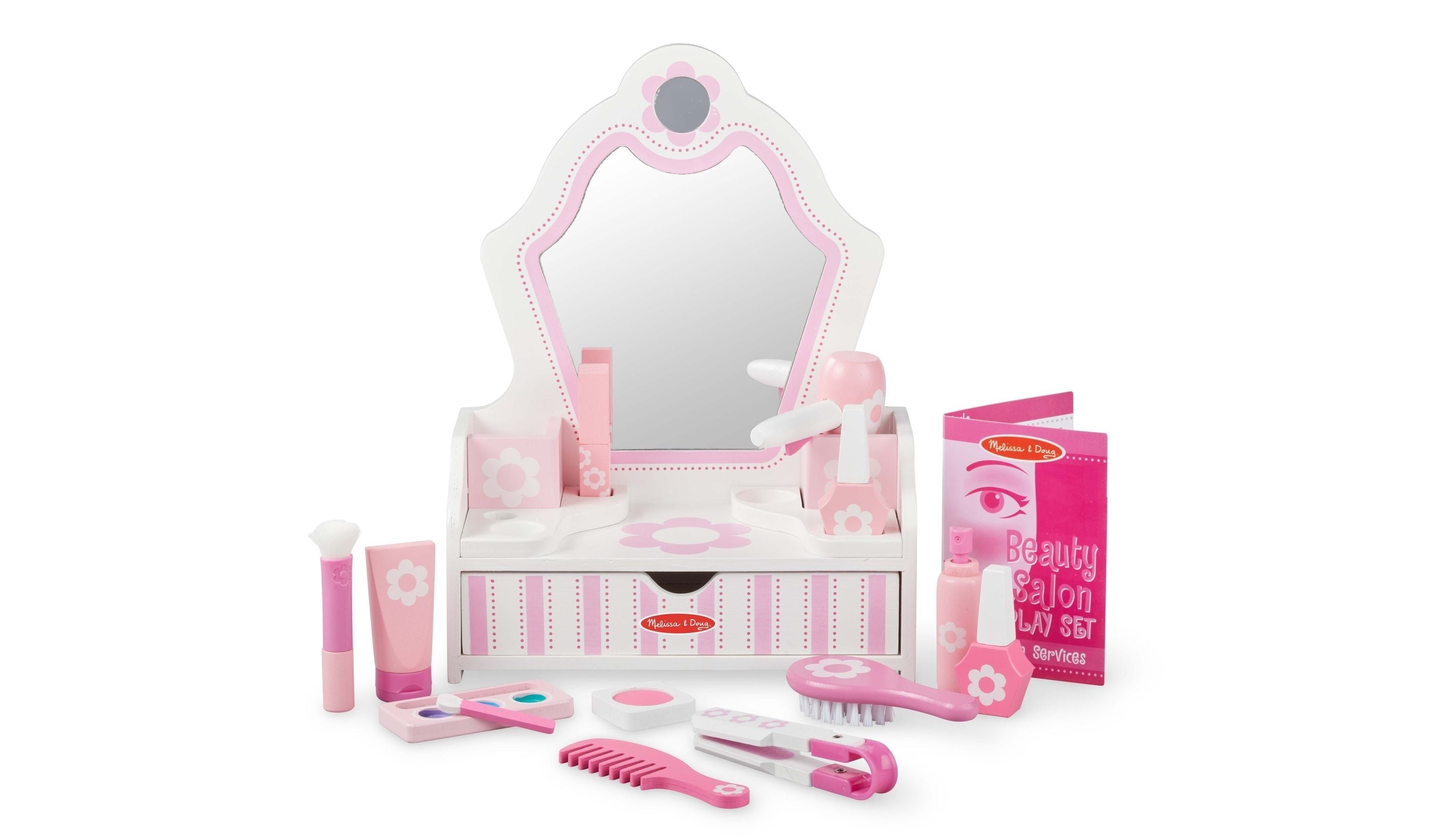 Melissa & Doug Beauty Salon Play Set With Wooden Vanity And Mirror