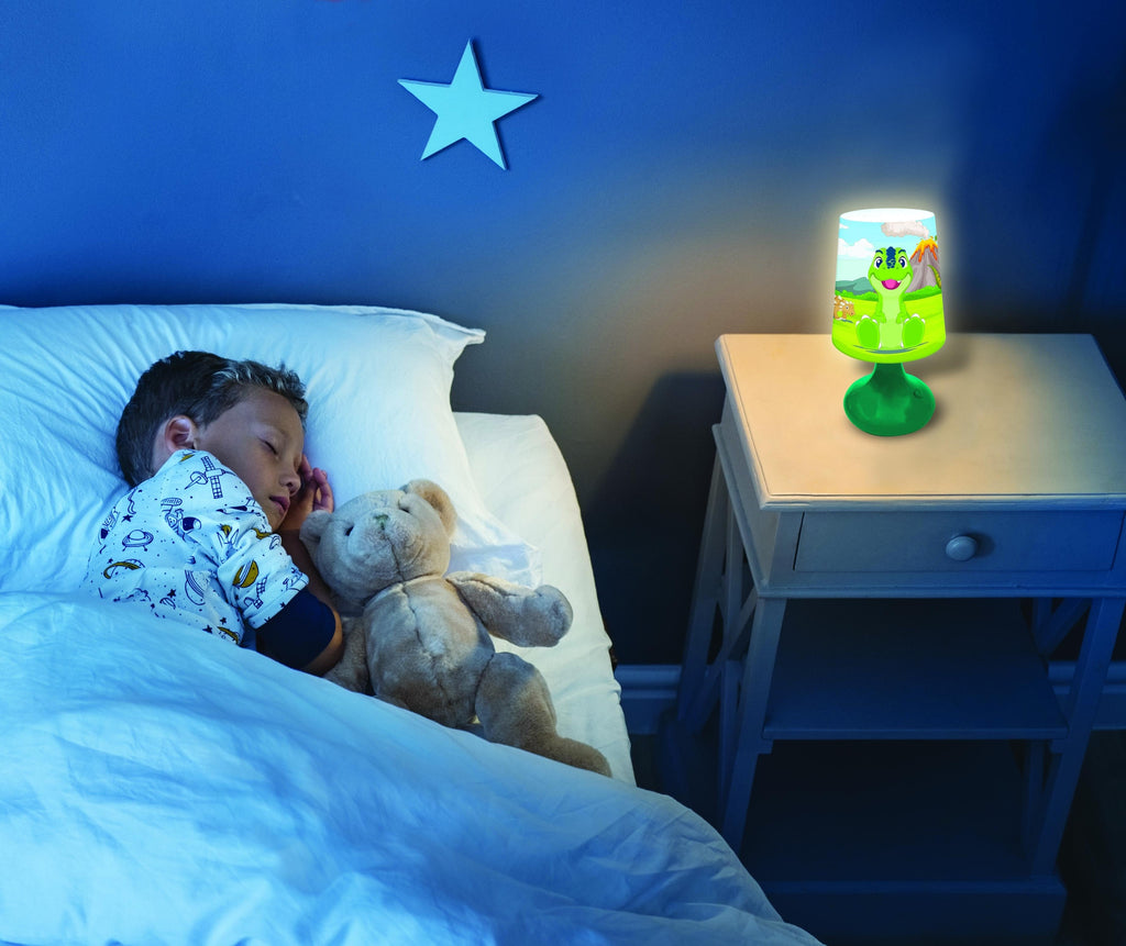 LEXIBOOK Dinosaur-Themed LED Wireless Mini Bedside Lamp - Multicolor