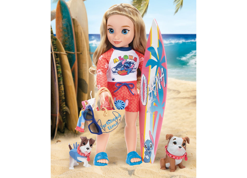 Disney ILY 18-Inch Lilo & Stitch Beach Fashion Doll With Surfboard And Puppies