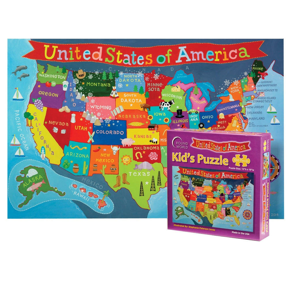 Round World Products USA Map Jigsaw Puzzle - 100 pc