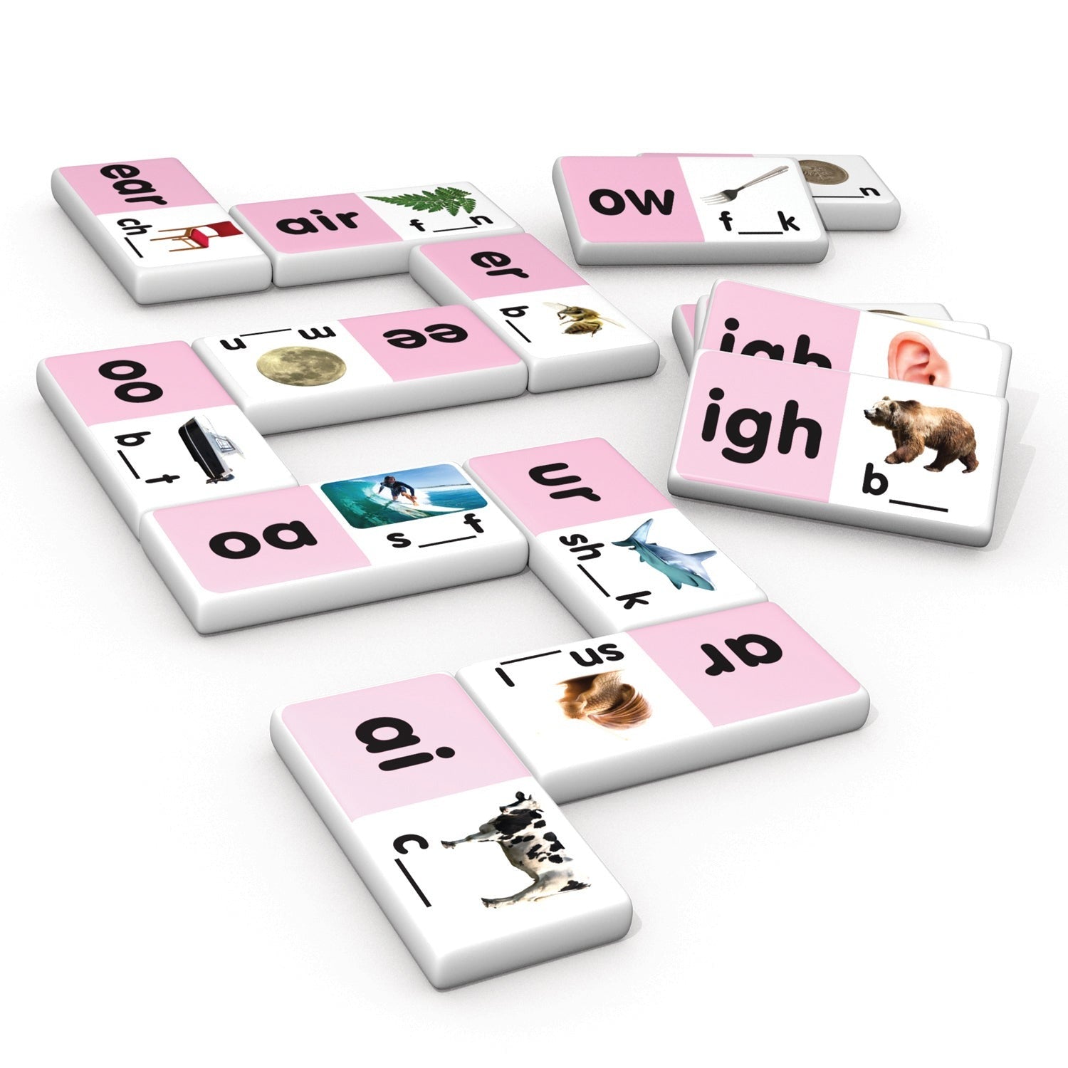 Junior Learning Long Vowel Dominoes - Multiplayer Educational Game Set