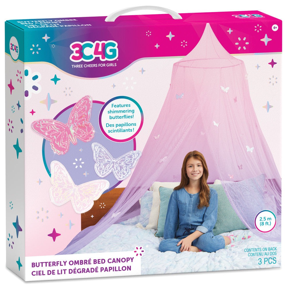 Three Cheers For Girls Butterfly Ombre Bed Canopy - Pink/Purple