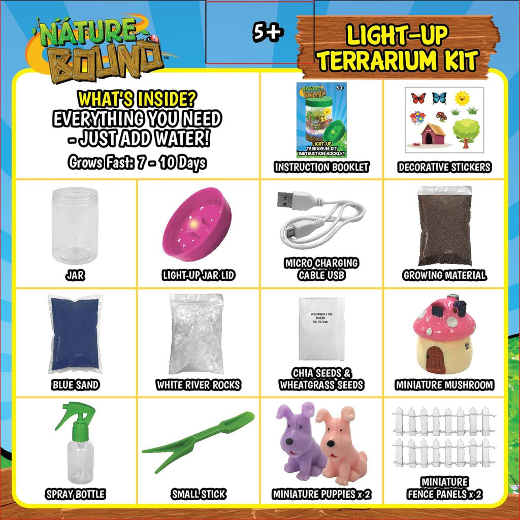 Nature Bound Light-Up Terrarium Kit – Pink Mini Garden Jar with LED for Kids 5+