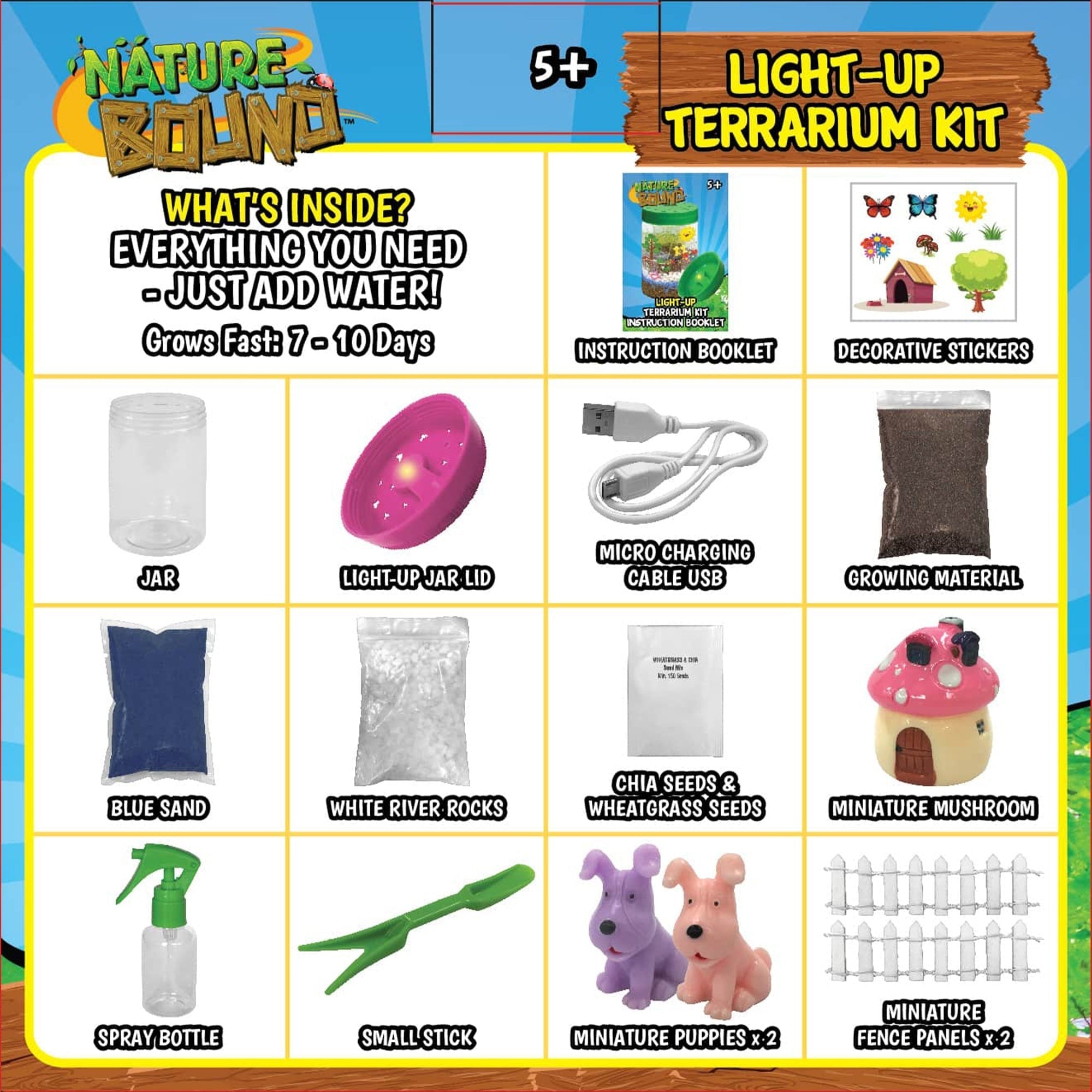 Nature Bound Light-Up Terrarium Kit – Pink Mini Garden Jar with LED for Kids 5+