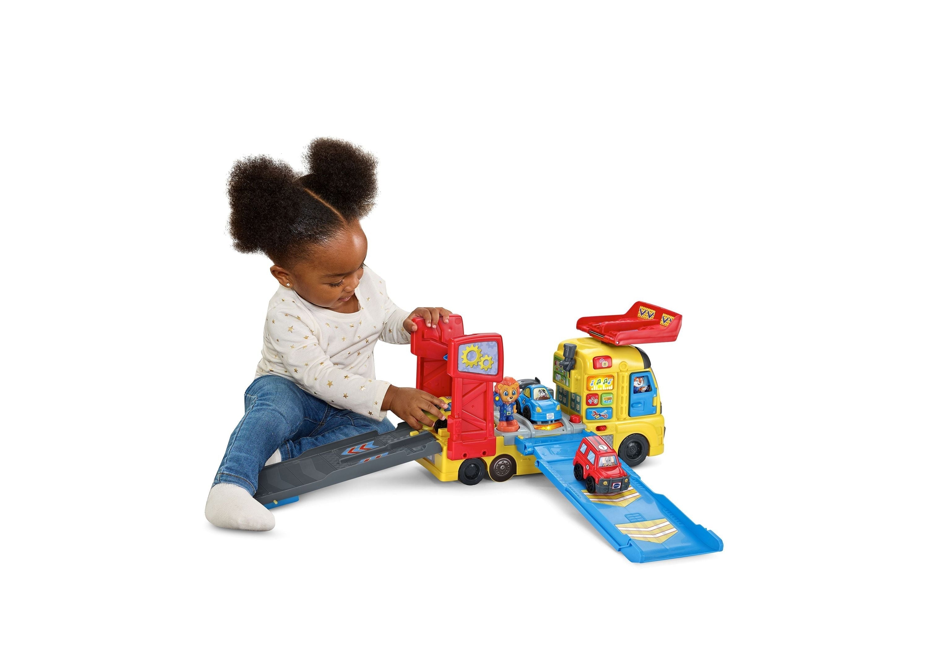 VTech 3-in-1 Race & Repair Hauler Interactive Learning Vehicle Playset