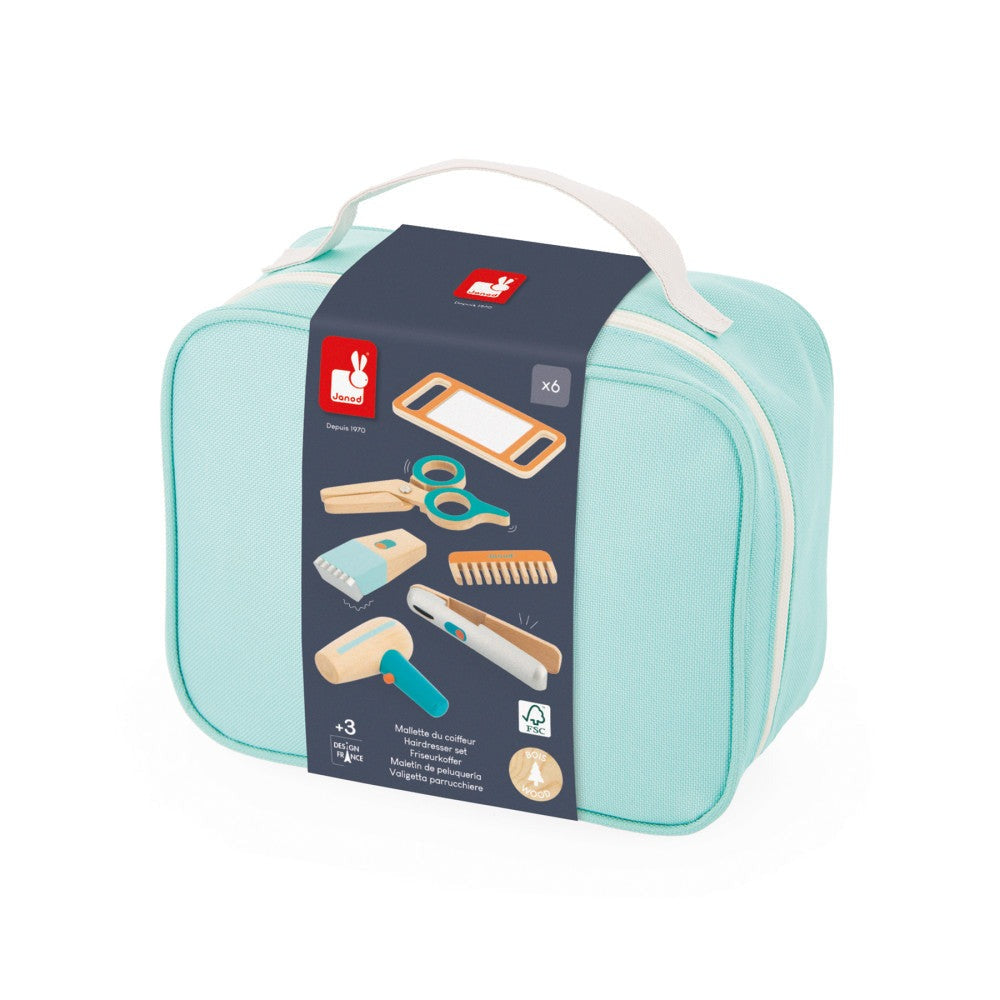 Janod 6-Piece Hairdresser Play Set – Vibrant Blue/Orange