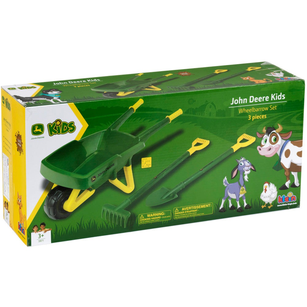 John Deere Wheelbarrow Play Set – Green & Yellow, 3pc, Ages 3+