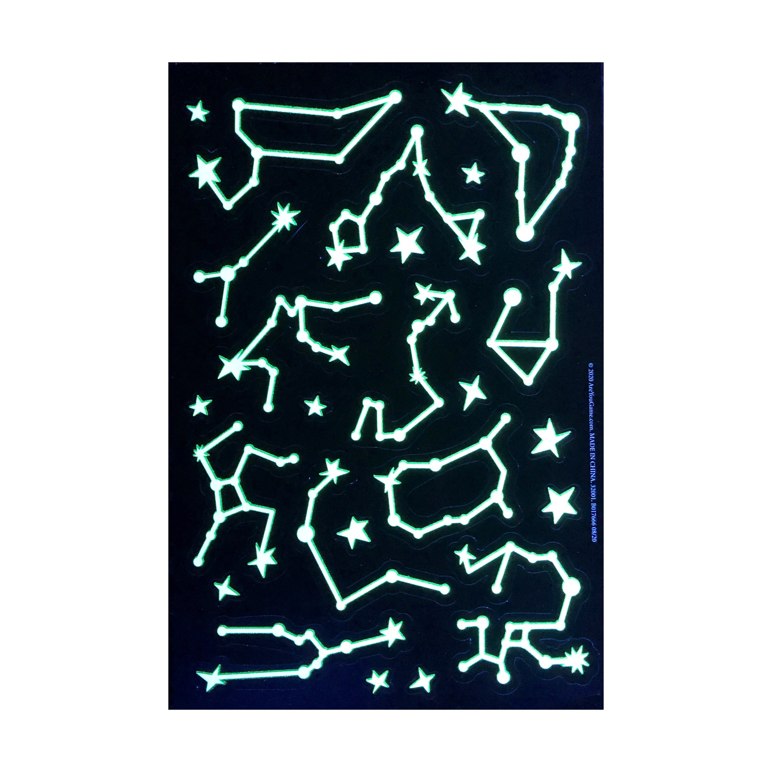 AreYouGame Celestial Series Glow-in-the-Dark Zodiac Adhesive Shapes Set