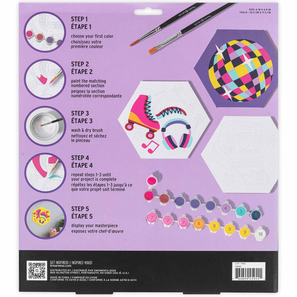 Hexagon Shape Retro 70s Paint By Number 3-Pack Canvas Kit