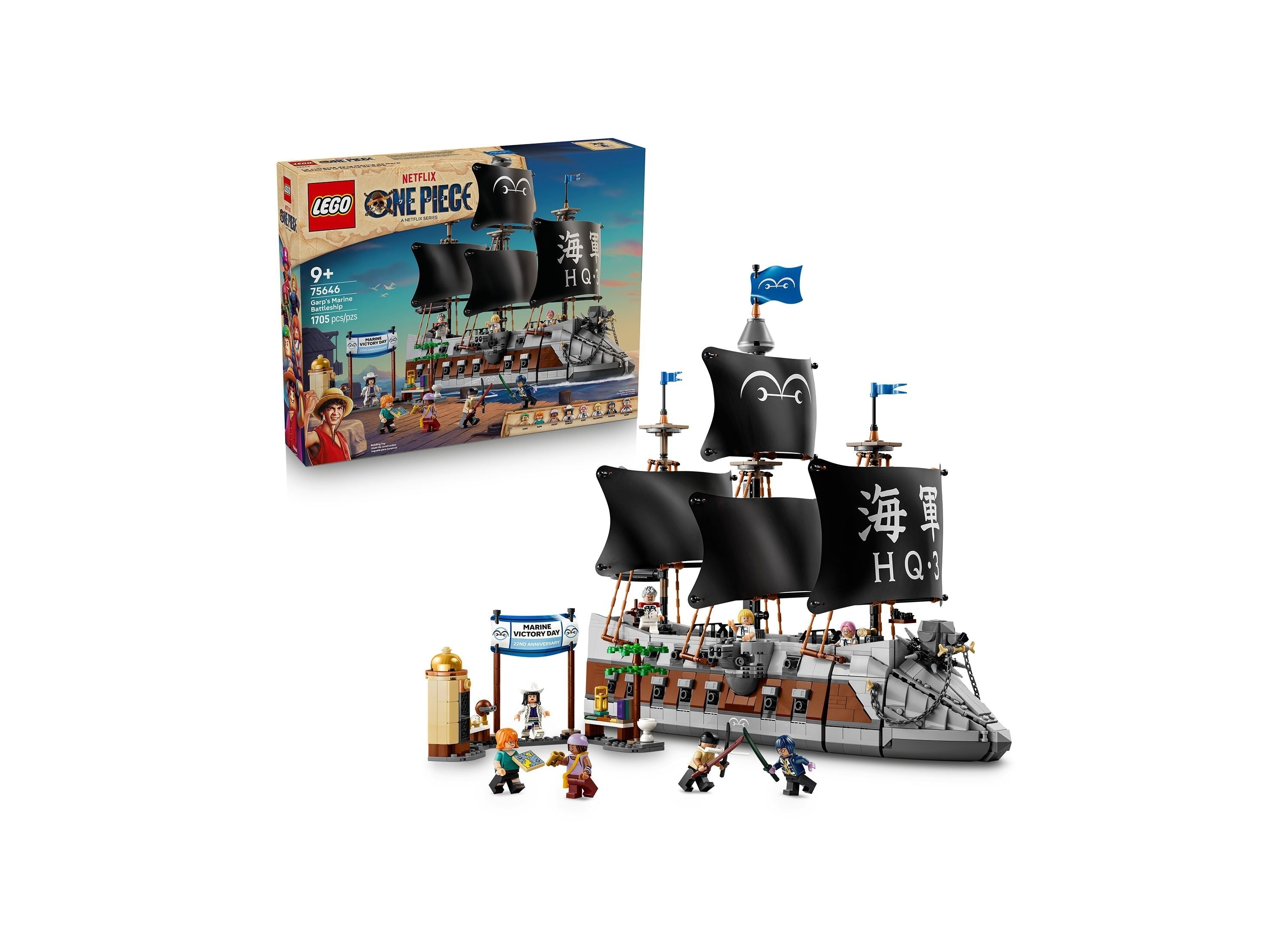 LEGO One Piece Garp's Marine Battleship 1,705-Piece Building Set