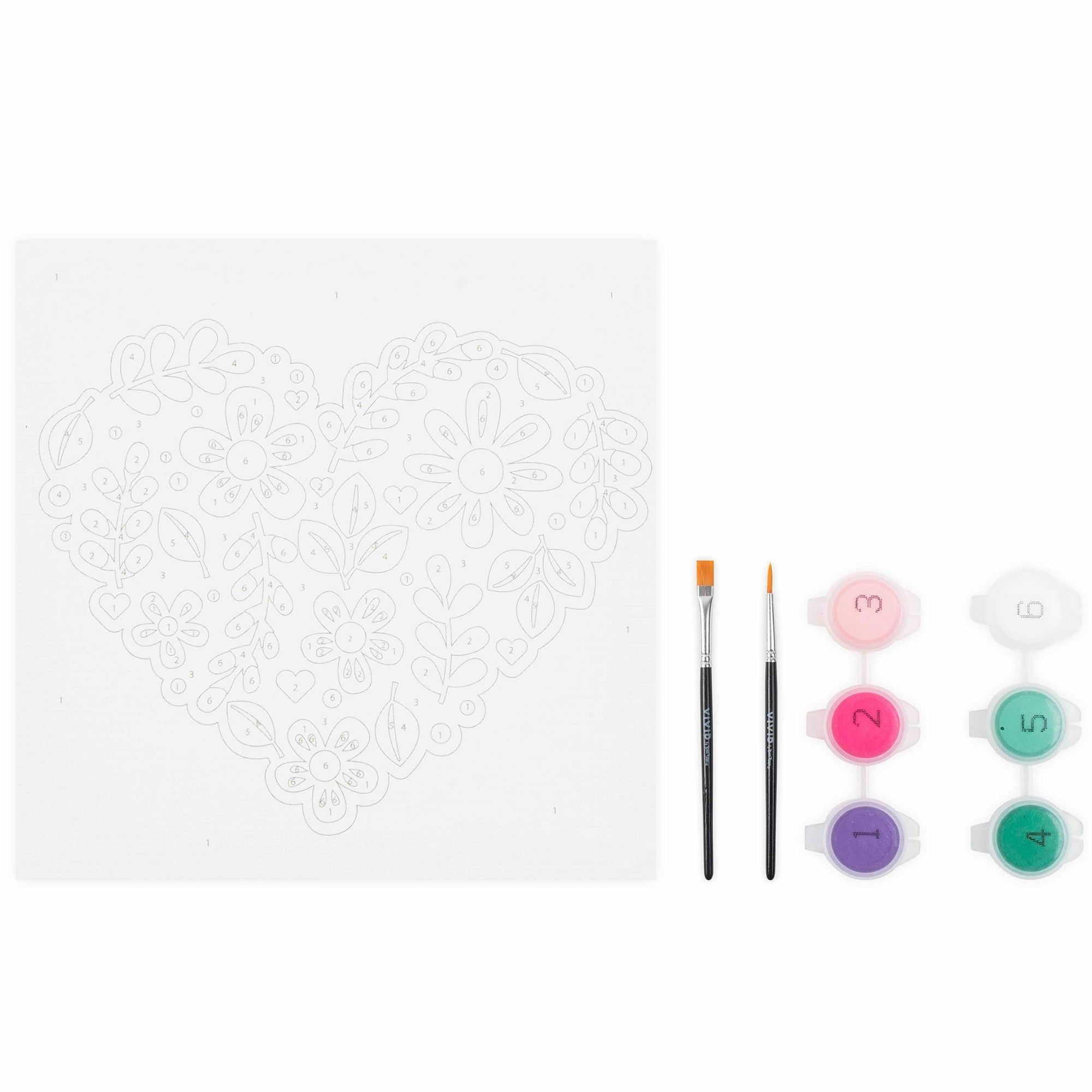 Mini Paint By Number: Flower Heart 6x6 Canvas Kit