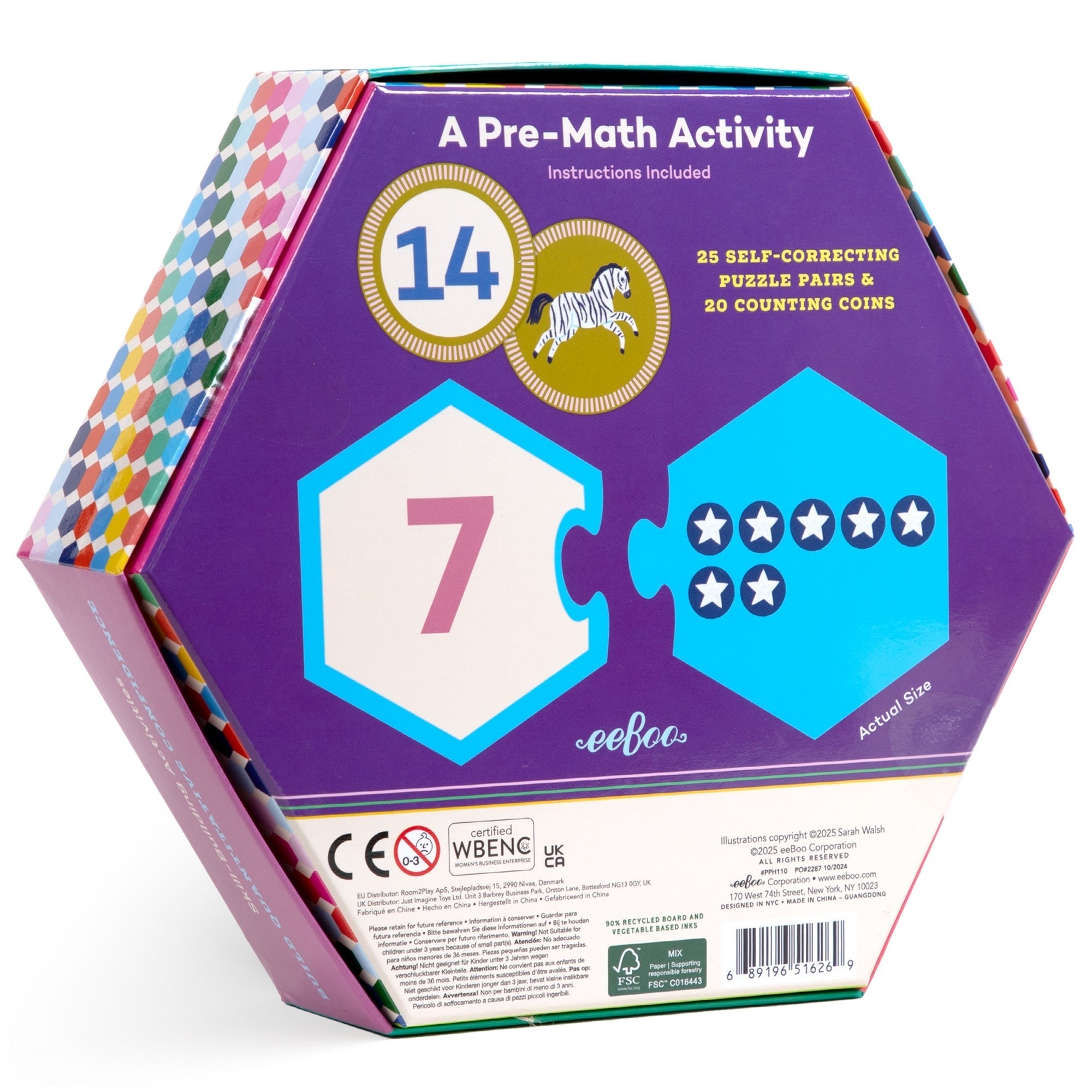 Hexagon Puzzle Pairs: Numbers - 25 pc
