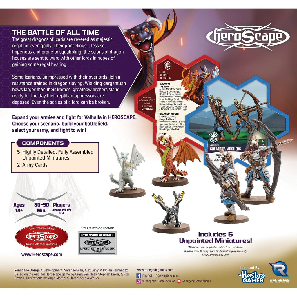 Heroscape Greatbow Archers & Scions Of Icaria Army Expansion - 5 Assembled Unpainted Miniatures