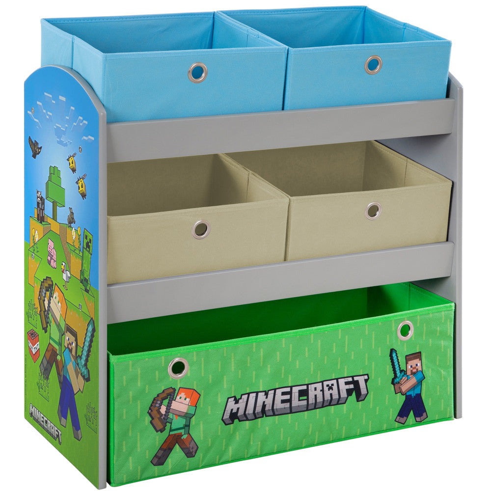 Minecraft Adventure Play Shelf with Themed Fabric Boxes