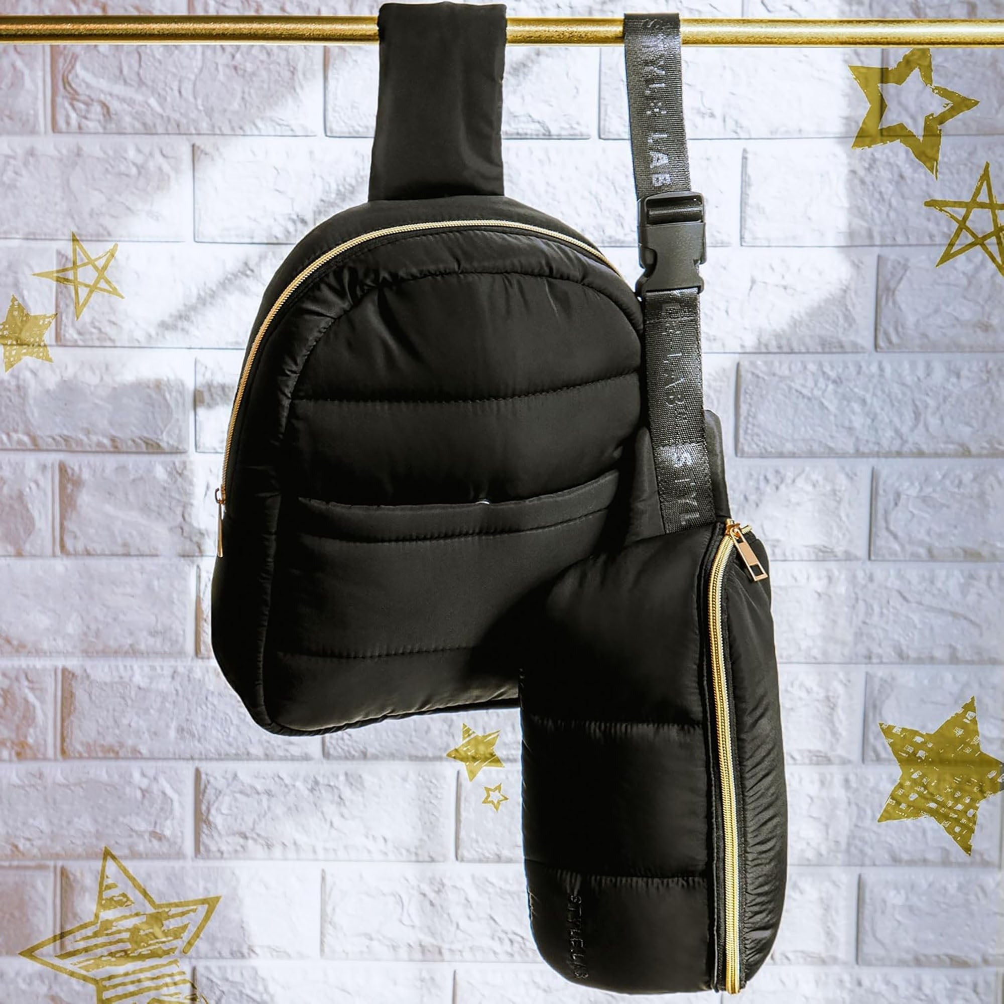 Style.Lab Bekah Puffer Feather-Light Dual Bag Set - Black