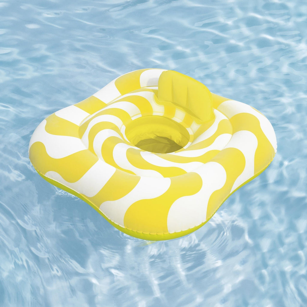 Swim Safe Comfort Plush Baby Float – 31" Yellow Inflatable with Diaper-Style Seat