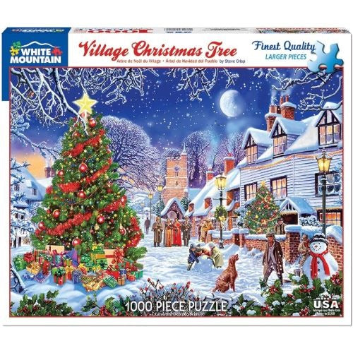 White Mountain Winter Village Christmas Tree Jigsaw Puzzle - 1000 pc