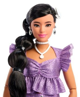 Barbie Deluxe Style Fashion Doll With Metallic Purple Top And Sparkly Shorts